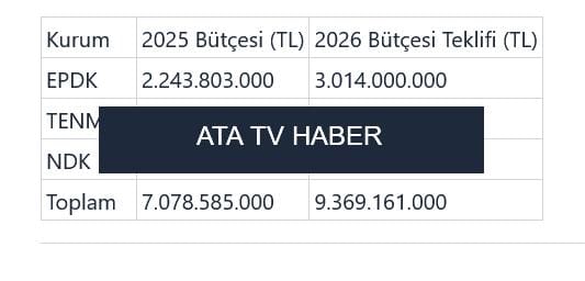 Enerji Kurumlarının 2026 Bütçesi Belirlendi