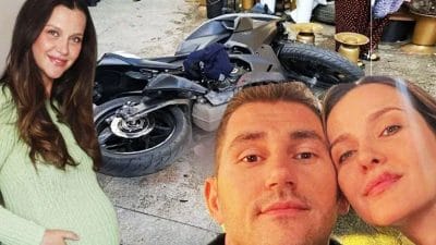 İrem Helvacıoğlu’na Kaldırımda Motosiklet Çarpması Yedi gün önce kızı Sora’yı dünyaya getiren oyuncu İrem Helvacıoğlu,