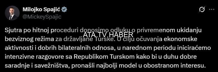 Karadağ Türk Vatandaşlarına Vize Askıya Alındı