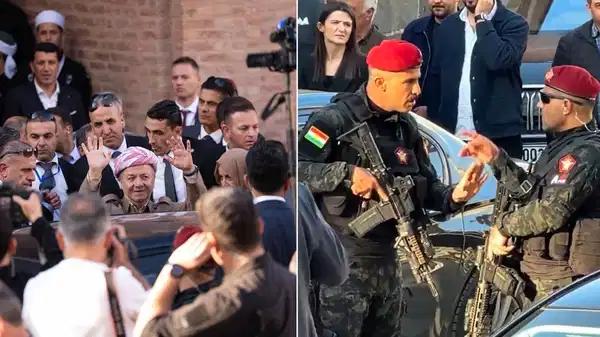 Barzani, Cizre’deki konferansa ‘Peşmerge’ ile geldi: Görüntüler tepki çekti! Mesut Barzani’nin Cizre Ziyareti ve Peşmerge’nin Silahlı Görüntüleri Tartışma Yarattı