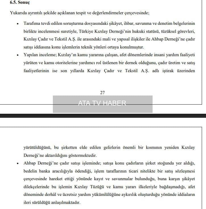 Kızılay çadır satışına ilişkin inceleme raporu savcılığa iletildi Cumhuriyet yazarı