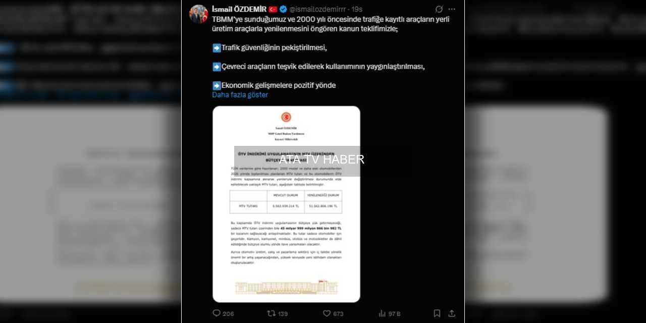 Hurda Araç Teşviki Meclis Gündeminde: İsmail Özdemir'den ÖTV İndirimi ve MTV Açıklaması