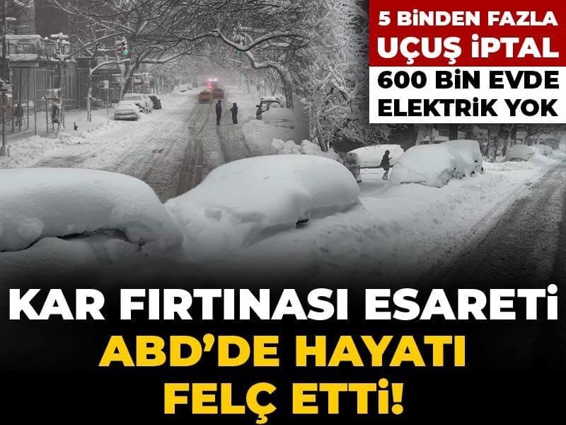 Kuzeydoğu ABD’yi Vuran Tarihi Kar Fırtınası ABD’nin kuzeydoğu eyaletlerinde etkisini