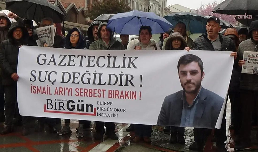 Edirne’de BirGün Muhabiri İsmail Arı İçin Saraçlar Caddesi’nde Basın Açıklaması