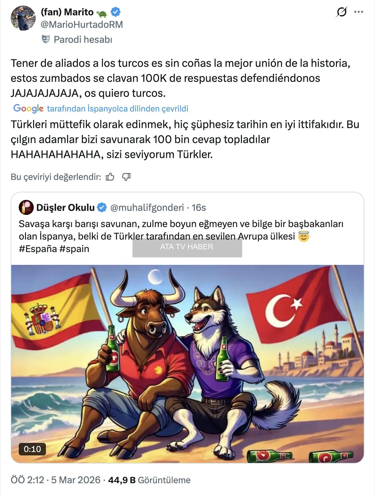 İspanya-Türkiye Sosyal Medya Etkileşimi: Savaş Karşıtı Mesajlar ve Dayanışma Rüzgarı