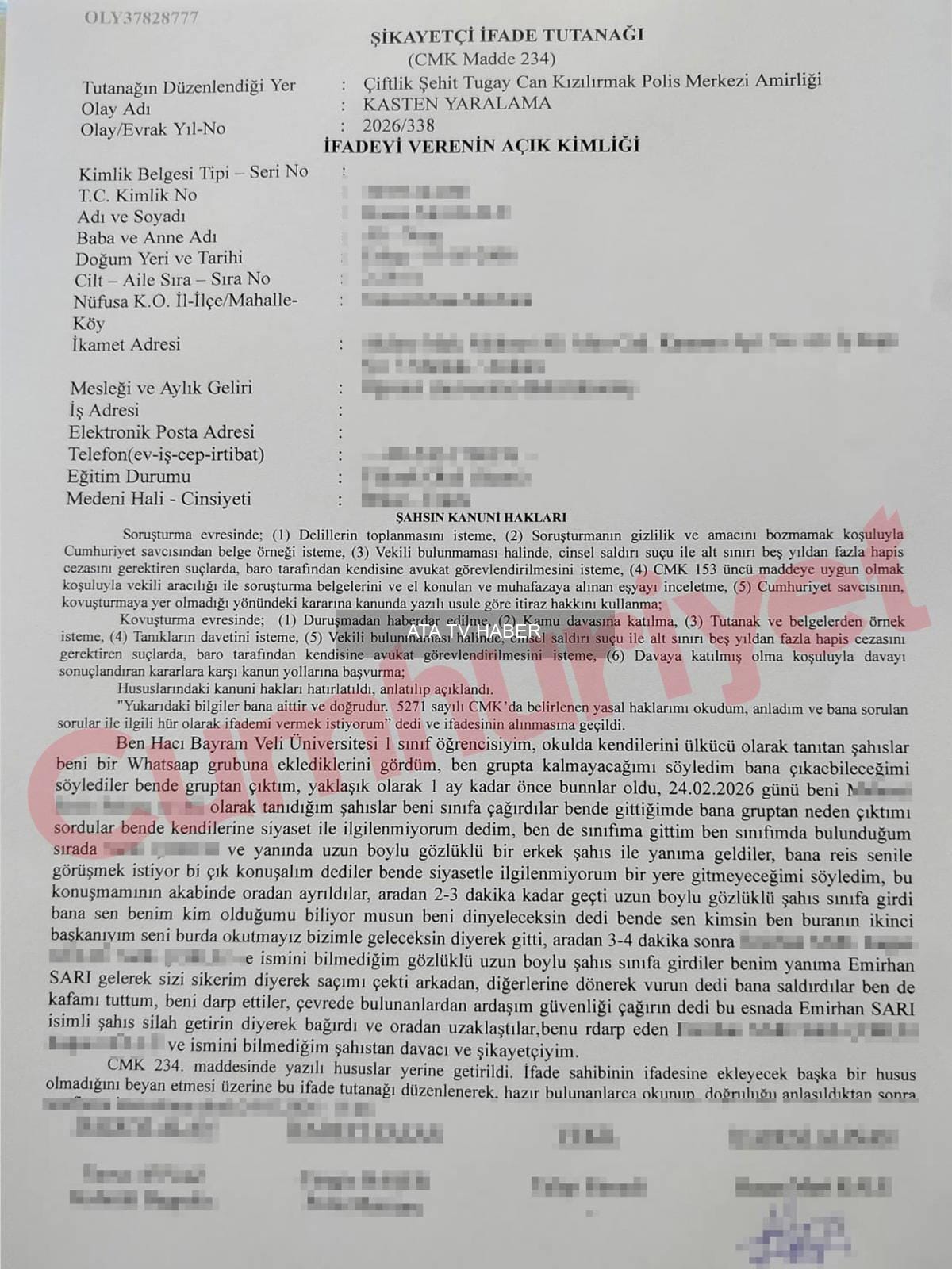 Ankara Hacı Bayram Veli Üniversitesi'nde İddialar: Okul İçinde Sistematik Taciz ve Saldırı