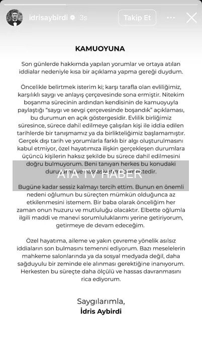 Sahra Işık ile İdris Aybirdi'nin Boşanma Sürecine İlişkin Açıklama