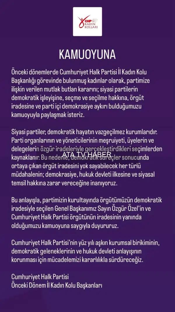 CHP'nin Kurultay İptaline Eski Kadın Kollarından Ortak Tepki