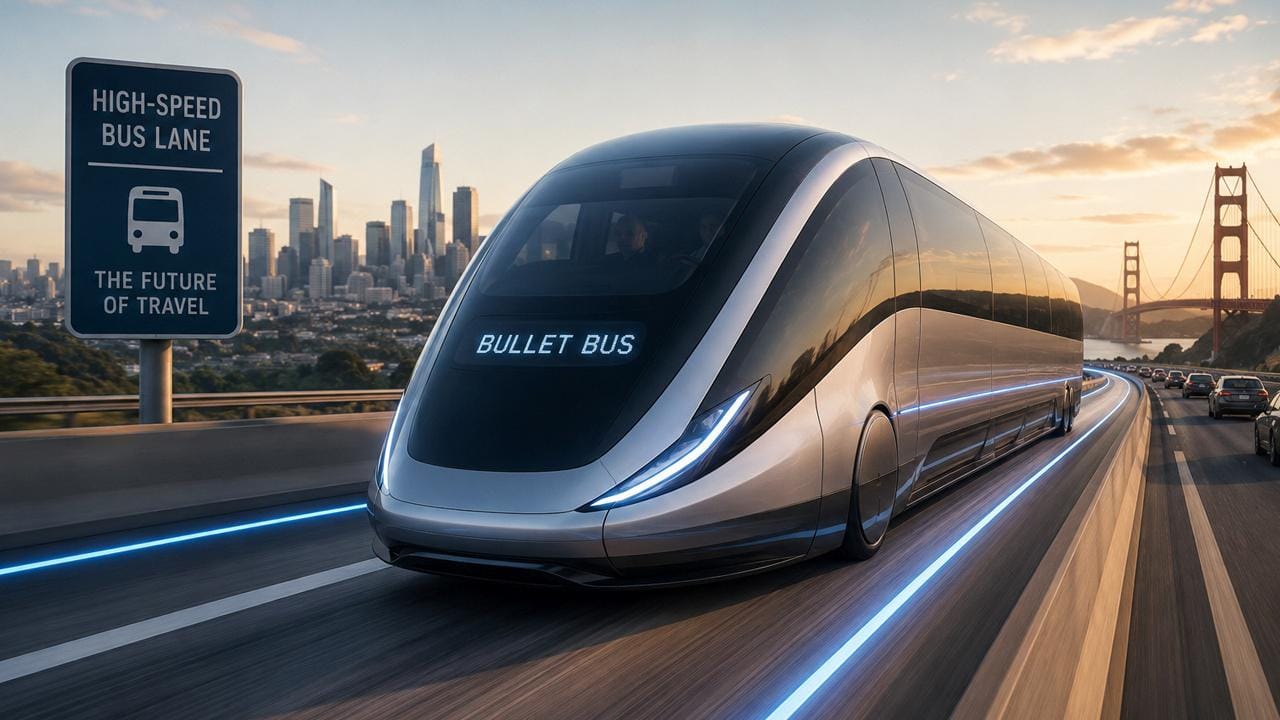 Kaliforniya’da Geliştirilen 225 km/s Hız Kapasiteli ‘Bullet Bus’ Konsept Projesi