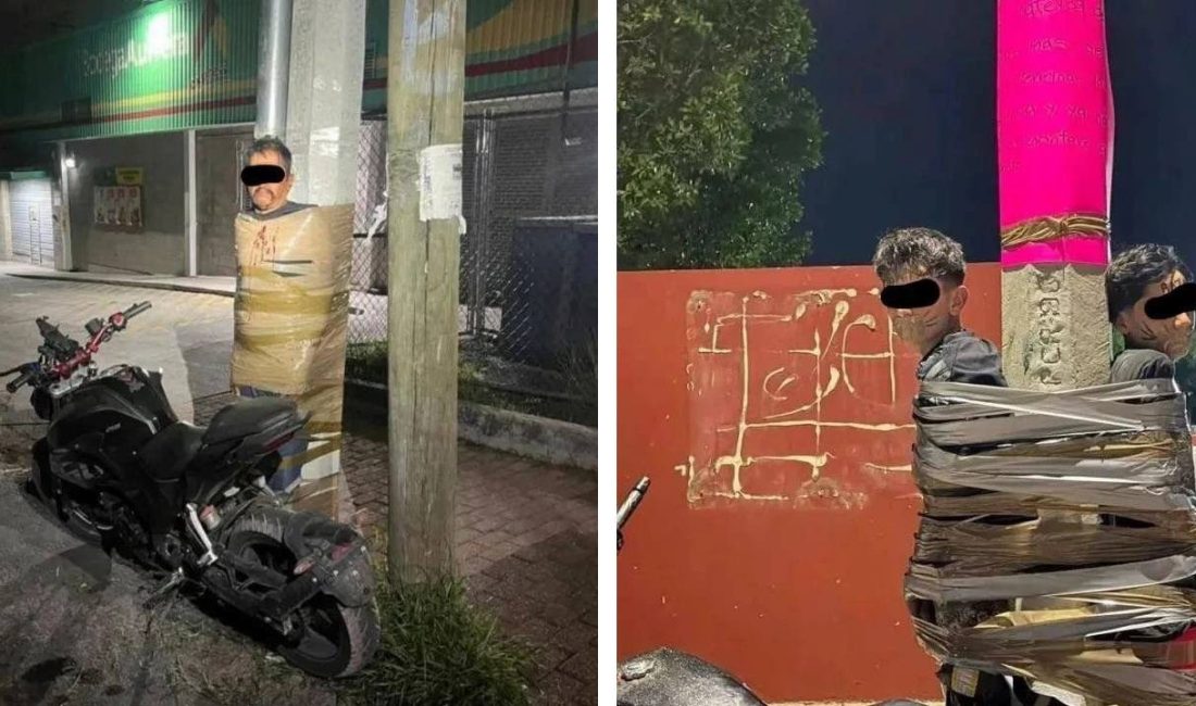 Lagos de Moreno’da ‘Batman’ İddiaları: Motosiklet Hırsızlığı Şüphelileri Direklere Bağlandı