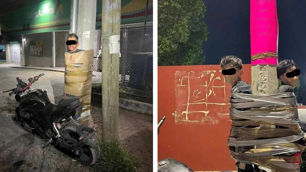 Lagos de Moreno’da ‘Batman’ İddiaları: Motosiklet Hırsızlığı Şüphelileri Direklere Bağlandı