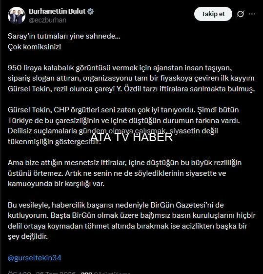 Burhanettin Bulut’tan Gürsel Tekin’e Yanıt