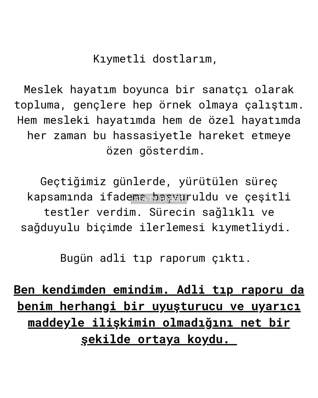SOSYAL MEDYADAN AÇIKLAMA: “BEN KENDİMDEN EMİNDİM”